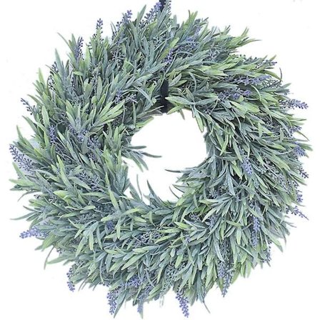 14 tommers kunstig lavendelblomsterkrans Vakker silke vårkrans for inngangsdøren, hjemmedekor bryllup