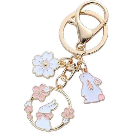Sakura Kanin för Flickor Kvinnor Blomma Kanin Hänge Nyckelring