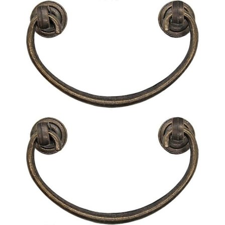 Sæt med 2 sammenklappelige antikke møbelhåndtag, skuffehåndtag, skabshåndtag, foldehåndtag til kister, skabe, kommoder, antik bronze messing des