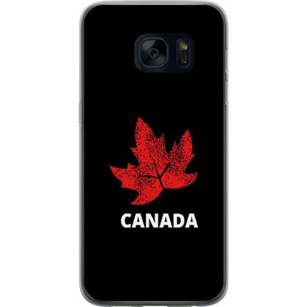 Kompatibelt Mobildeksel til Samsung Samsung Galaxy S7 Grafisk lønnebladsymbol i rødt mot svart bakgrunn med tydelig kanadisk referanse og minimalist