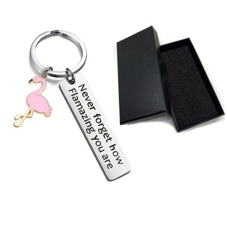 Motiverende Flamingo Nøglering Nøglering i Rustfrit Stål Glem Aldrig Hvor Flamazing Du Er Nøglering Flamingo Elsker Smykker Gave til Familie