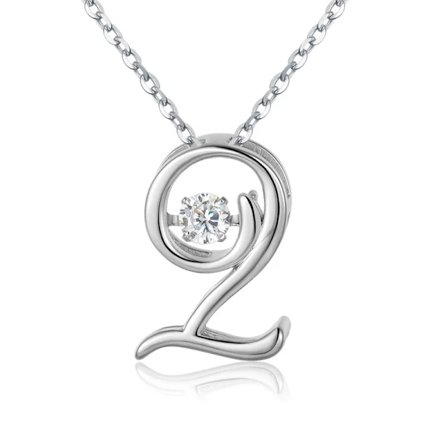 TrustDavis Äkta 925 Sterling Silver Mode 26 Bokstav Cubic Zirconia Halsband för Kvinnor Bröllop Alla Hjärtans Dag Smycken DG0196