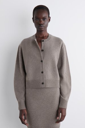 COS Women's Merino Wool Cardigan Sweater in Brown