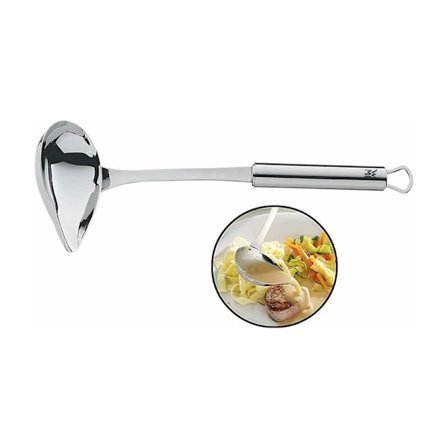 Slev i rostfritt stål med silikondel, rostfri med matt finish