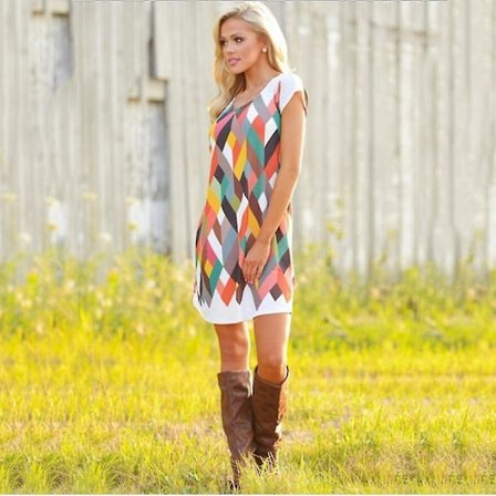 Mode Kvinder Løstsiddende Kortærmet Blomsterprint Kjole