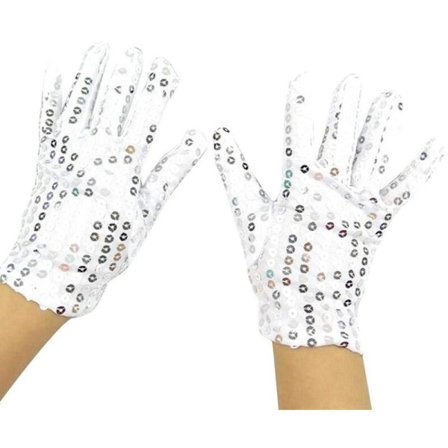 Dam Full Finger Sequin Show Jazz Danshandskar Vantar (Vit)