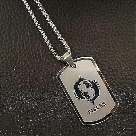 Skorpionen 12 Konstellationer Halsband Födelsedagspresenter Guld Färg Rostfritt Stål Amulett Hänge Zodiak Tecken Smycken Collier(Fiskarna11,90cm)