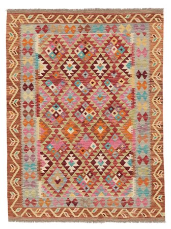 Kelim Afghan Old Stil Teppich Handgewebt 151X203 Braun/Orange Afghanistan