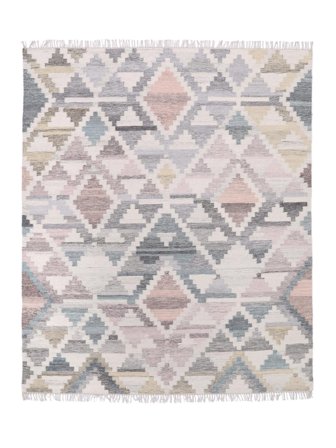 Tapete Lã Triângulo Mandali Branco Creme/Multicor Grande