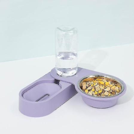 Automatisk Vannbeholder for Katt med Justerbar Skål og Forhøyet Stativ Dyrefôr (lilla) 1 stk