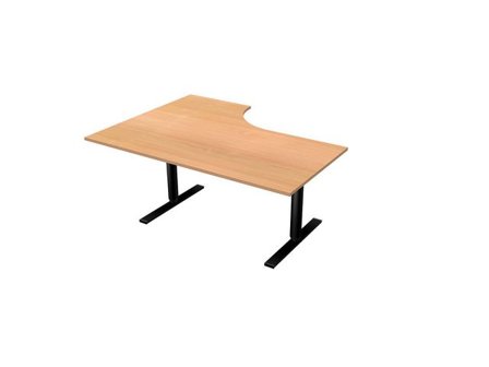 LANAB DESIGN Skrivbord El Höger 160x120cm boklaminat/svart - Lyreco - Kontorsmöbler och inredning - Bord och hurtsar - Skrivbord - Höj/sänkbar