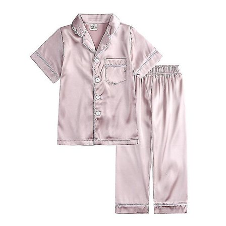 Satin Pyjamas Set for barn: Nattøy med knapper og shorts