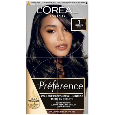 Väri - L'Oréal - Préférence 1 - Musta Napoli - Pysyvä - 100% Valkoiset Hiukset Peitetty