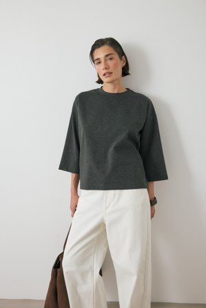 NA-KD T-shirt à manches longues - Top basique - Gris - XS (EU 32)