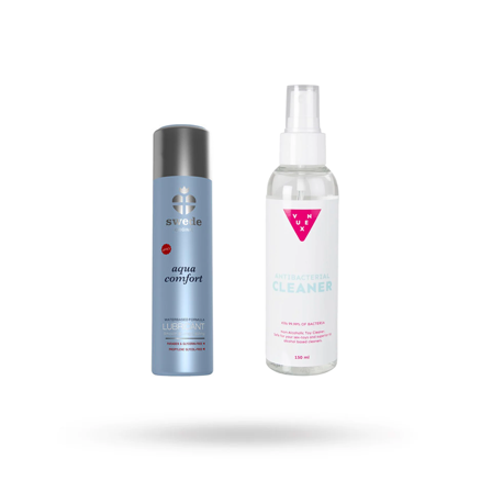 SWEDE ORIGINAL AQUA COMFORT LUBE 120 ML & TOY CLEANER 150ML - Vuxen.se - Rengöring av sexleksaker