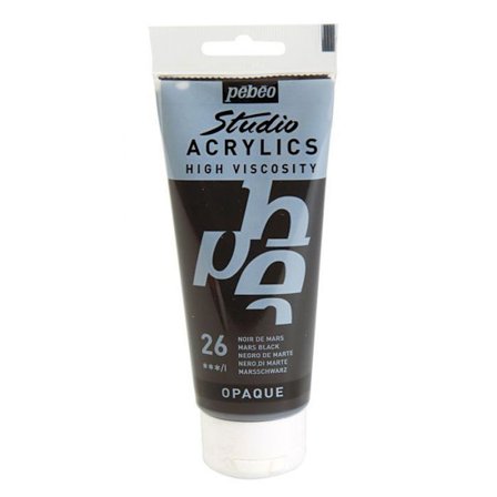 Akryylimaali - Pébéo - Studio - Noir de Mars - 100 ml - Satiini - Professional