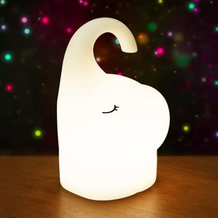 Baby Kid Nattlampa, Silikon Vit Elefant, Söt Barn Present, Por