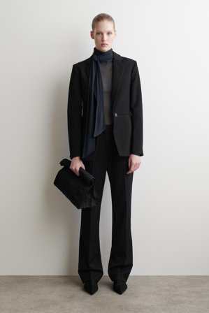 COS Women's Scarf-Detail Silk Top in Grey