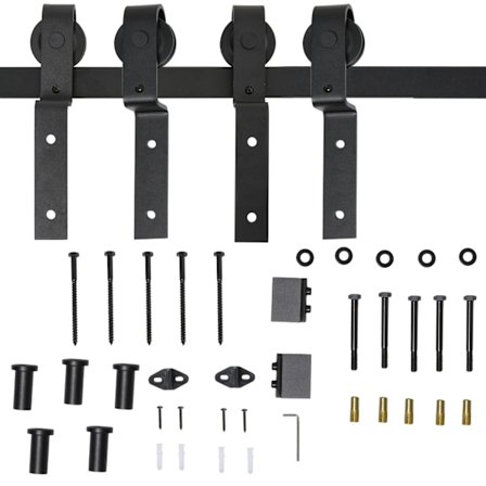Liukuovijärjestelmä Puiselle Liukuovikiskolle 9 Lisävarusteella Hiiliteräs Musta