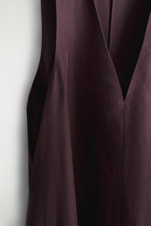 COS Women's Abito Maxi A Trapezio In Misto Lino in Rosso