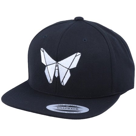 Origami - Svart snapback Caps - White Paper Butterfly Black Snapback @ Hatstore