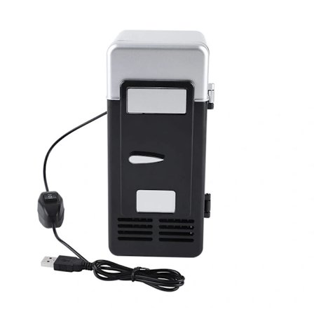 LED-Mini-USB-Kylskåp, USB-Kylskåp, Drycker, Dryckesburkar, Kylning och Värmning, Svart