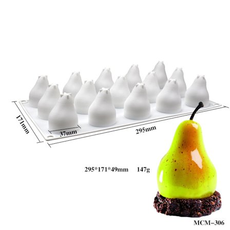 15 Päronmousse-Kakaform DIY Simuleringsfrukt Fransk Dessert M