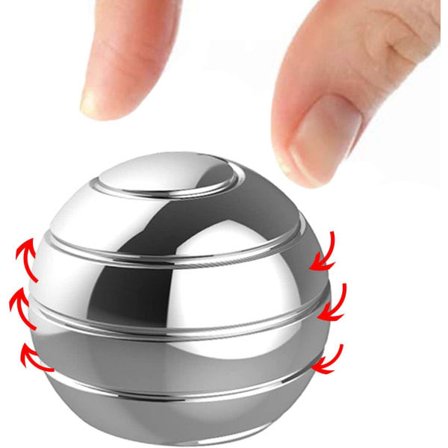 Kinetiske skrivebordslegetøj, optisk illusion Fidget Spinner Ball for hele kroppen, gaver til mænd, kvinder, børn størrelse 1,58", sølv