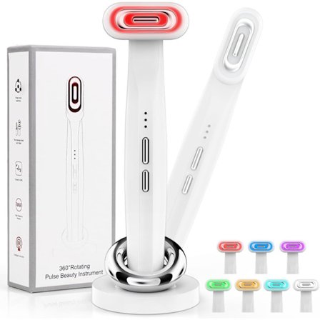 Rød Lysterapi Stav til Øjne og Ansigt 4-i-1 Ansigtsstav 7 Farver Højfrekvensstav Øjenmassager, EMS Mikrostrøm Ansigt