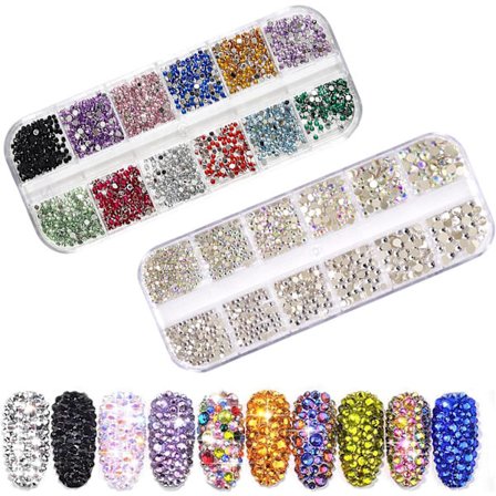 2 lådor med strass och pärlor för naglar, strass nagelkonst ki