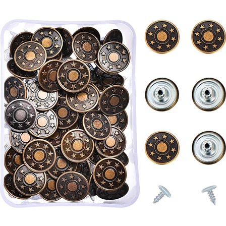 DIY (20 stk) (17 mm) bukse knapper erstatning, 17 mm jeans knapp, metall bukse knapp, jeans reparasjon, jeans reserve knapp, DIY