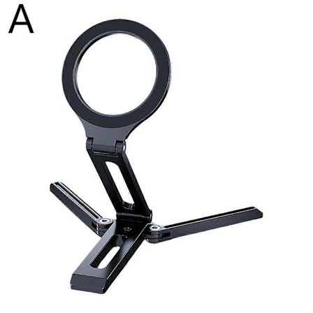 Yaoyan Svart (A)$Dubbelt vikbart mobiltelefonstativ skrivbord multifunktionellt magnetiskt fäste helt i aluminiumlegering bärbart handhållet ställ 