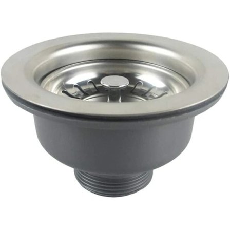 Diskho sil utan överlopp i rostfritt stål, korg ø 110 mm 1½", rostfritt stål + ABS-avlopp + korg