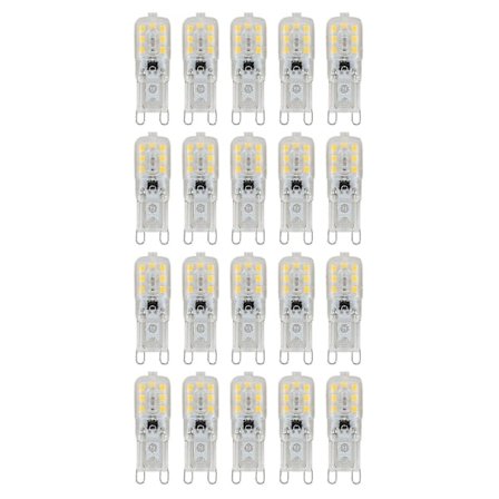 20 x G9 5W LED-kapsellampe dimbar erstatningslampe AC220-240V, varm hvit