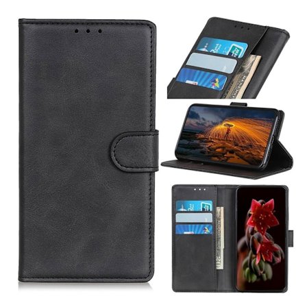 Samsung Galaxy A70 Matt Läderfodral - Matt Svart