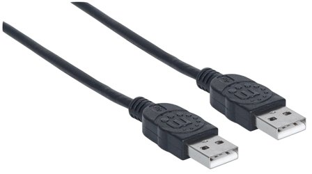 Manhattan MH Cable, Hi-Speed USB 2.0, A-Male/A-Male, 1.0m, Black, Poly