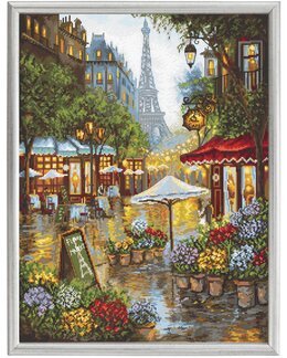 Stickpackung Bild Frühling Blumen in Paris - LetiStitch
