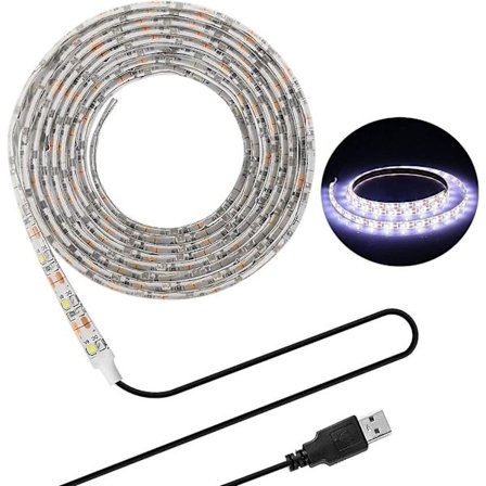 LED-remsa USB-driven LED-remsor, vattentät 16,4 fot Smd 3528 5v kall vit, skrivbordsdator skärm bakgrundsbelysning, TV-bakgrundsbelysning, bandljus
