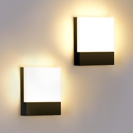 Pakke Sort Indendørs Væglampe 15W Moderne Væglampe Varm Hvid 3000K til Soveværelse Stue Trappeopgang Gang