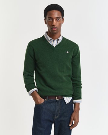 GANT Herren Superfine Lambswool V-Neck Pullover (4XL) Grün
