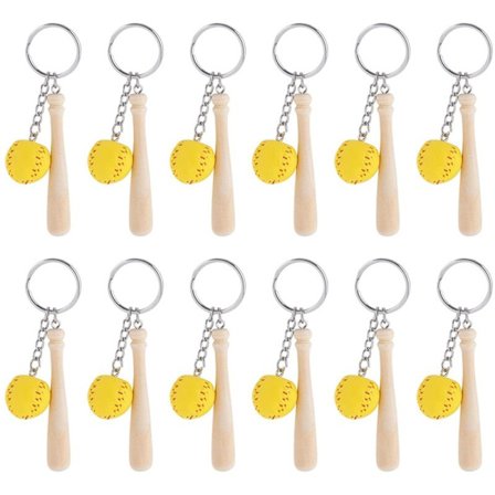 12 stk. træ baseball bat med mini nøglering softball sport til holdgaver