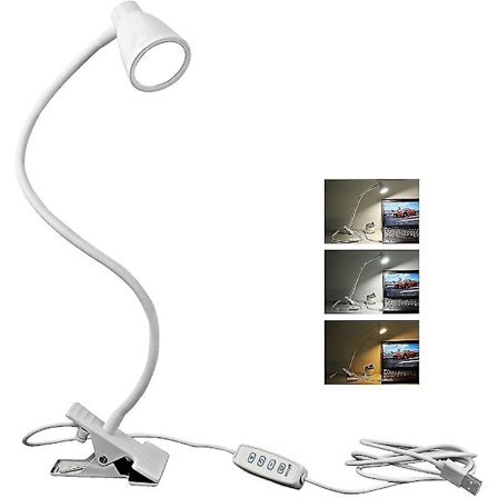 Led Clamp Reading Lamp, Adjustable Light Modes And Brightness Intensity For Desk