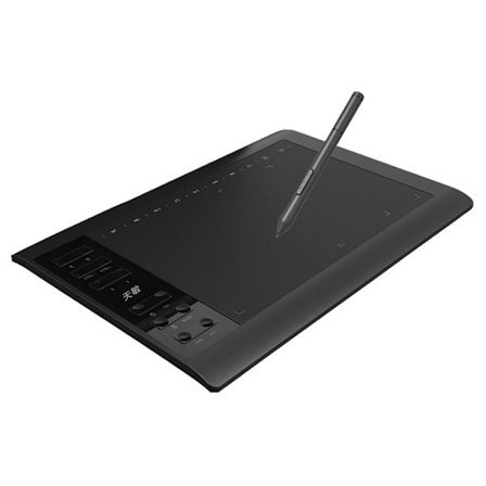 Ritplatta med penna, digitalt anteckningsblock med 8192 trycknivåer, 233 RPS skrivplatta, 10 smarta genvägstangenter, 12 fysiska tangenter för 