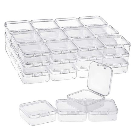 40 Pakke Klar Plast Perler Oppbevaringsbokser med Hengslet Lokk for Små Ting, Diamant, B