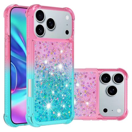 SKALO iPhone 17 Pro Max Kvicksand Glitter Skal - Rosa-Turkos