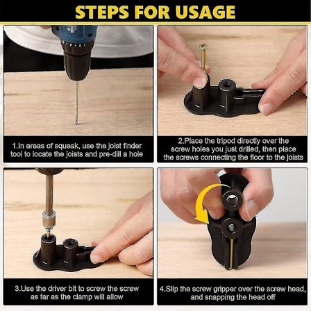 Golvreparationskit, No More Squeaks Kit eliminerar golvknarr, passar de flesta mattor och trägolv, U