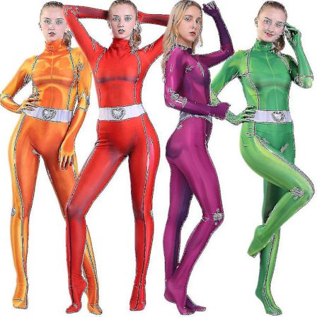 Totally Spies Clover Ewing Alexandra Kostume Voksen Børn Jumpsuits Tights Halloween Zentai Bodysuit -