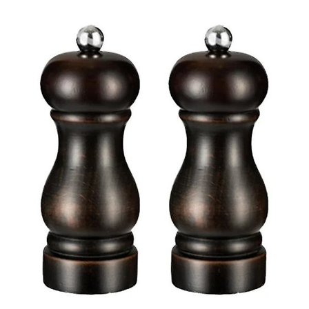 Salt- og peberkværnsæt, manuel peberkværn med justerbar grovhed, genopfyldelige krydderikværne BY brown 5 tommer