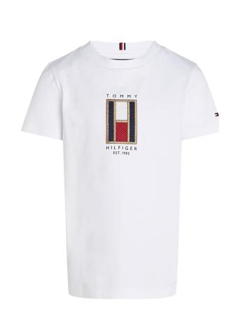Flag Embroidered Reg Tee Ss Tops T-shirts Short-sleeved White Tommy Hilfiger