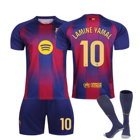 KZQ-Barcelona LAMINE YAMAL #10 2025/2026 Kotipaita Lyhythihainen Lasten Jalkapallopaita/Shortsit/Sukat Setti Nuorten Lasten Koot